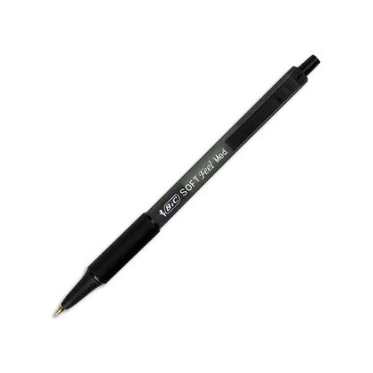 BIC Soft Feel Black Retractable Ballpoint Pens, Medium Point (1.0mm), 12-Count Pack, Black Pens With Soft-Touch Comfort Grip