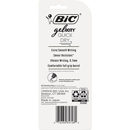 BIC Gel-Ocity Quick Dry Gel Pens, Medium Point Retractable Gel Pen (0.7mm), Assorted Colors, 3-Count (Pack of 2)