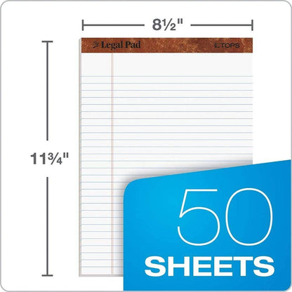 TOPS 8.5 x 11 3/4 Legal Pads, 12 Pack, The Legal Pad Brand, Wide Ruled, White Paper, 50 Sheets Per Writing Pad, Made in the USA (7533)