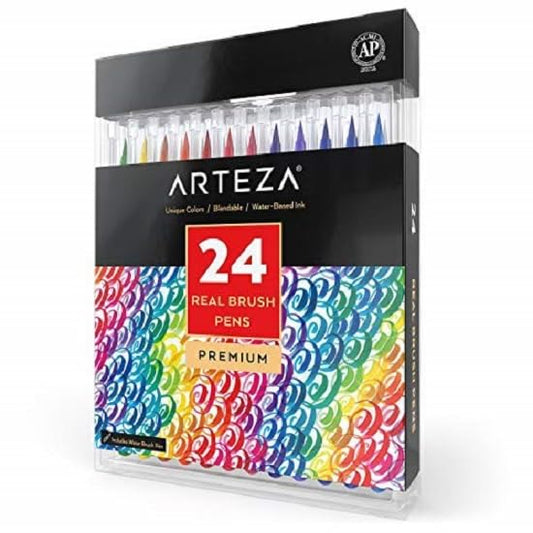 ARTEZA Watercolor Paint Pens, 24 Watercolor Brush Pens with Flexible Nylon Brush Tips, Paint Markers for Artists, and Beginners