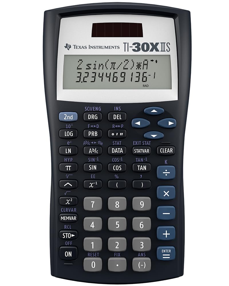 Texas Instruments TI-30XIIS Scientific Calculator, Black with Blue Accents