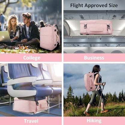 Taygeer Laptop Backpack for Women, Large Travel Backpack with 17.3 inch Laptop Compartment, TSA Friendly 40l Carry On Mochila, Daypack Business Computer Bag for Office Work Travel Essentials, Pink