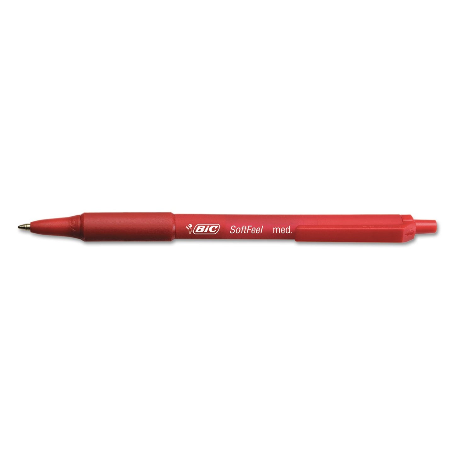 BIC Soft Feel Red Retractable Ballpoint Pens, Medium Point (1.0mm), 12-Count Pack, Red Pens With Soft-Touch Comfort Grip