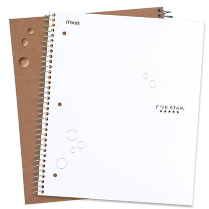 Five Star Spiral Notebook + Study App, 5 Subject, College Ruled Paper, Fights Ink Bleed, Water Resistant Cover, 8-1/2" x 11", 200 Sheets, White (72460)