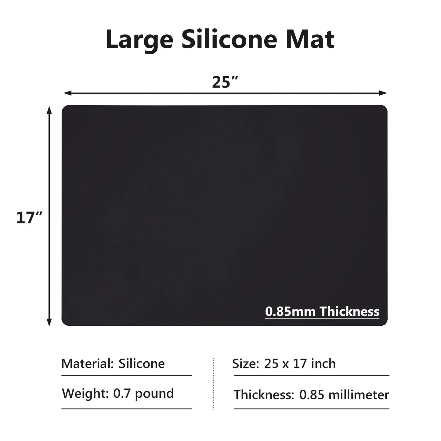 Gartful Silicone Mats for Kitchen Counter, Large Silicone Countertop Protector 25" by 17", Nonskid Heat Resistant Desk Saver Pad, Multipurpose Mat, Placemat, Black