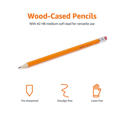 Woodcased Classroom  #2 HB Lead Pencils with Erasers |Pre-sharpened | Pack of 30 count