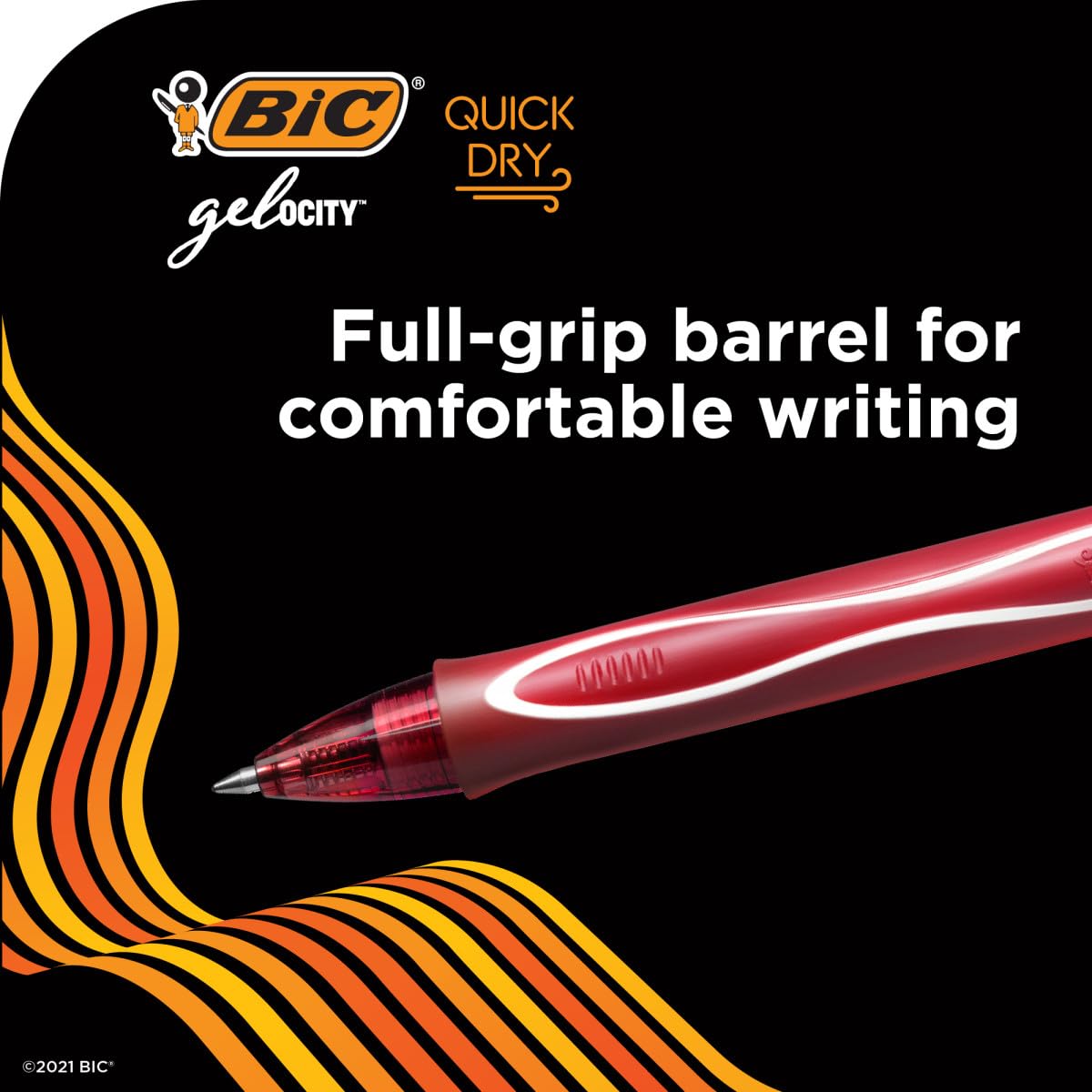 BIC Gelocity Quick Dry Black Gel Pens, Medium Point (0.7mm), 4-Count Pack, Retractable Gel Pens With Comfortable Full Grip