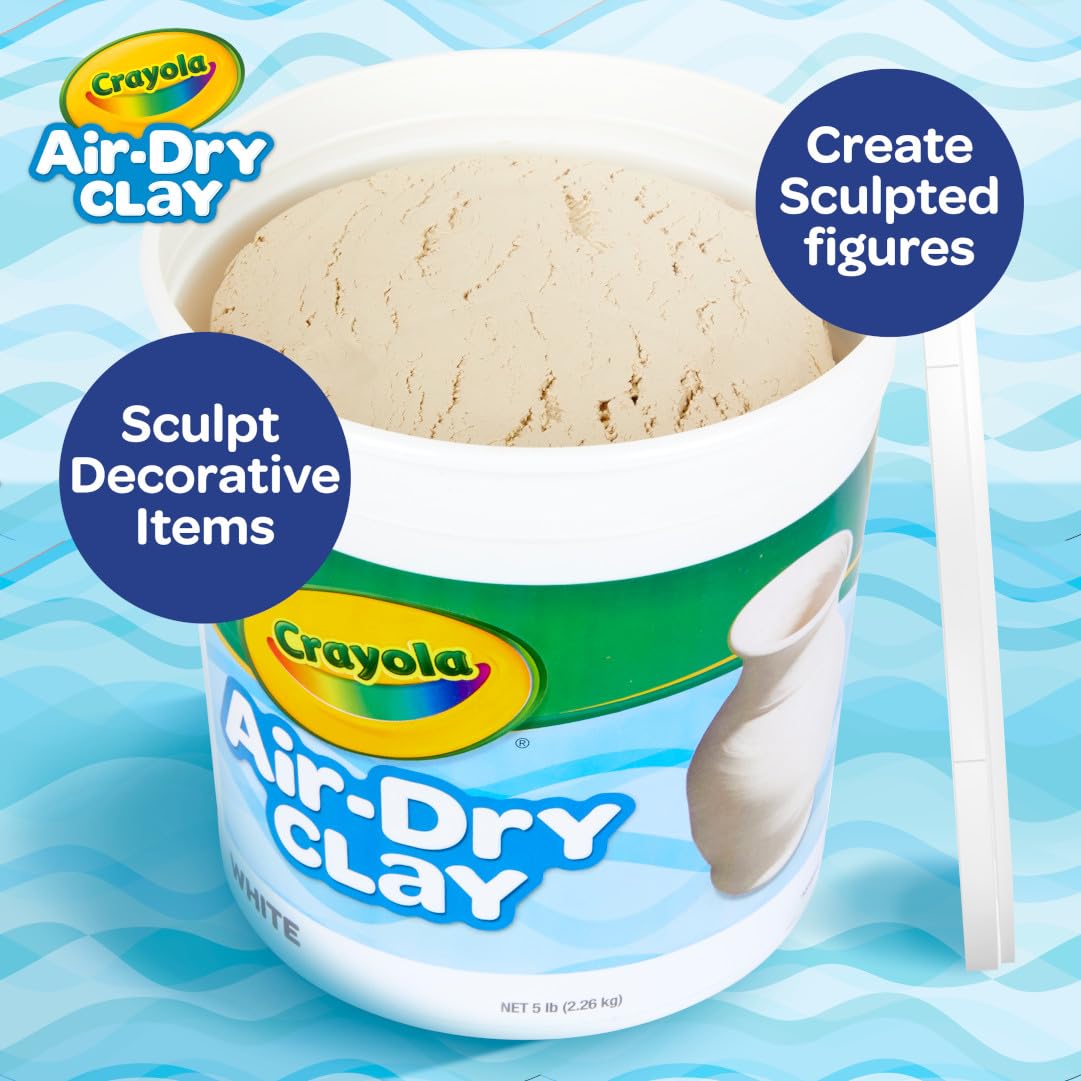 Crayola Air Dry Clay (5lbs), Natural White Modeling Clay for Kids, Sculpting Material, Bulk Craft Supplies for School Classrooms