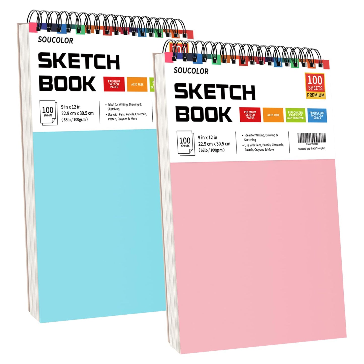 Soucolor Art Supplies Sketching Kit with 100 Sheets 3-Color Sketch Book, Teen Girl Gifts, Arts and Crafts for Kids Ages 8-12, School Supplies Gifts for Artists Adults Teens Girls Boys Kids