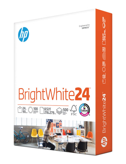 HP Papers | 8.5 x 11 Paper | BrightWhite 24 lb |1 Ream - 500 Sheets| 100 Bright | Made in USA - FSC Certified | 203000R