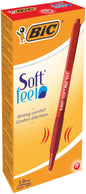 BIC Soft Feel Red Retractable Ballpoint Pens, Medium Point (1.0mm), 12-Count Pack, Red Pens With Soft-Touch Comfort Grip