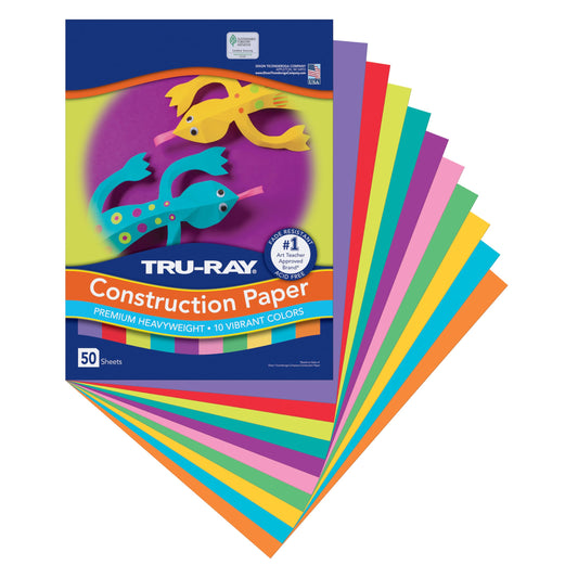 Tru-Ray Construction Paper, 10 Vibrant Colors, 9" x 12", 50 Sheets