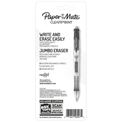 Paper Mate Clearpoint Mechanical Pencils 0.7mm, HB #2 Pencil Lead, 2 Pencils, School Supplies, Teacher Supplies, Drawing Pencils, Sketching Pencils, 1 Lead Refill Set, 2 Erasers