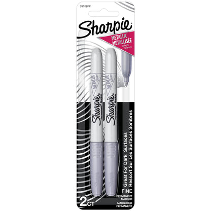 Sharpie Metallic Permanent Markers, Fine Point, Silver, 2 Count