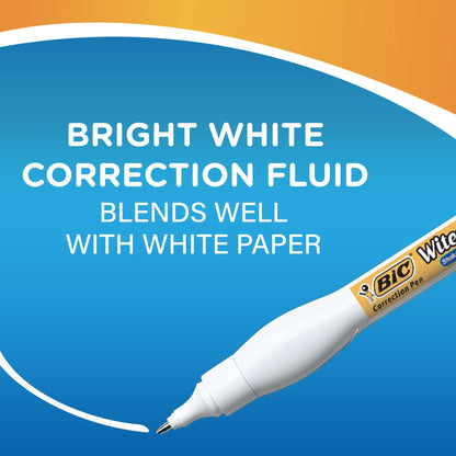 BIC Wite-Out Brand Shake 'n Squeeze Correction Pen, 8 ML Correction Fluid, 4-Count Pack of white Correction Pens, Fast, Clean and Easy to Use Office or School Supplies