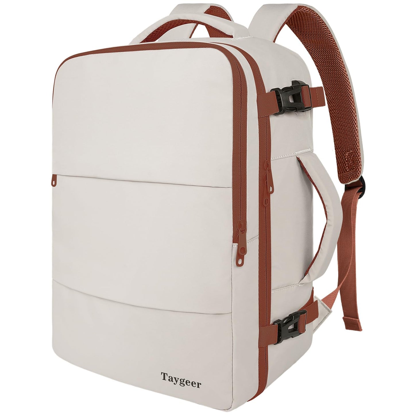 Taygeer Backpack for Women, College Backpack with Laptop Compartment & Shoe Pouch, 35l Travel Laptop Mochila Carry On Luggage, Airline Approved Personal Item Bag For Weekender Gym Hiking, Khaki White