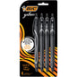 BIC Gelocity Quick Dry Black Gel Pens, Medium Point (0.7mm), 4-Count Pack, Retractable Gel Pens With Comfortable Full Grip