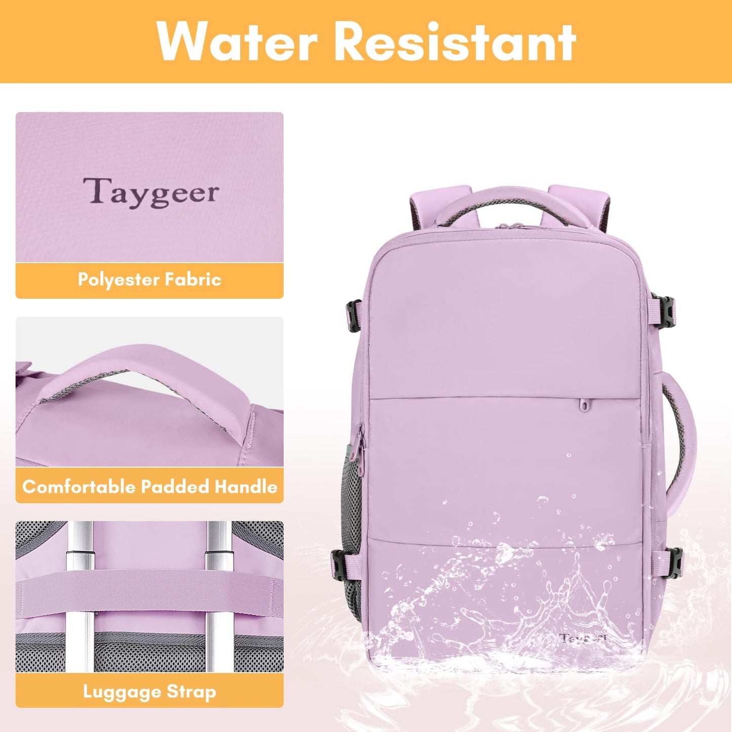 Taygeer Large Backpack for Women Travel Bag, Luggage Backpack for College Women with 15.6inch Laptop Compartment & Shoe Pouch, Carryon Bag for Airplane Business Travel Essentials, Orchid Purple