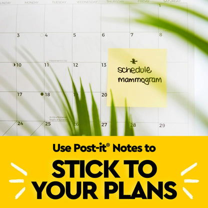 Post-it Notes, 3 in x 3 in, 24 Sticky Notes Pads, 100 Sheets per Pad, The Iconic Canary Yellow Note, New Year Organization or Second Semester School Supplies