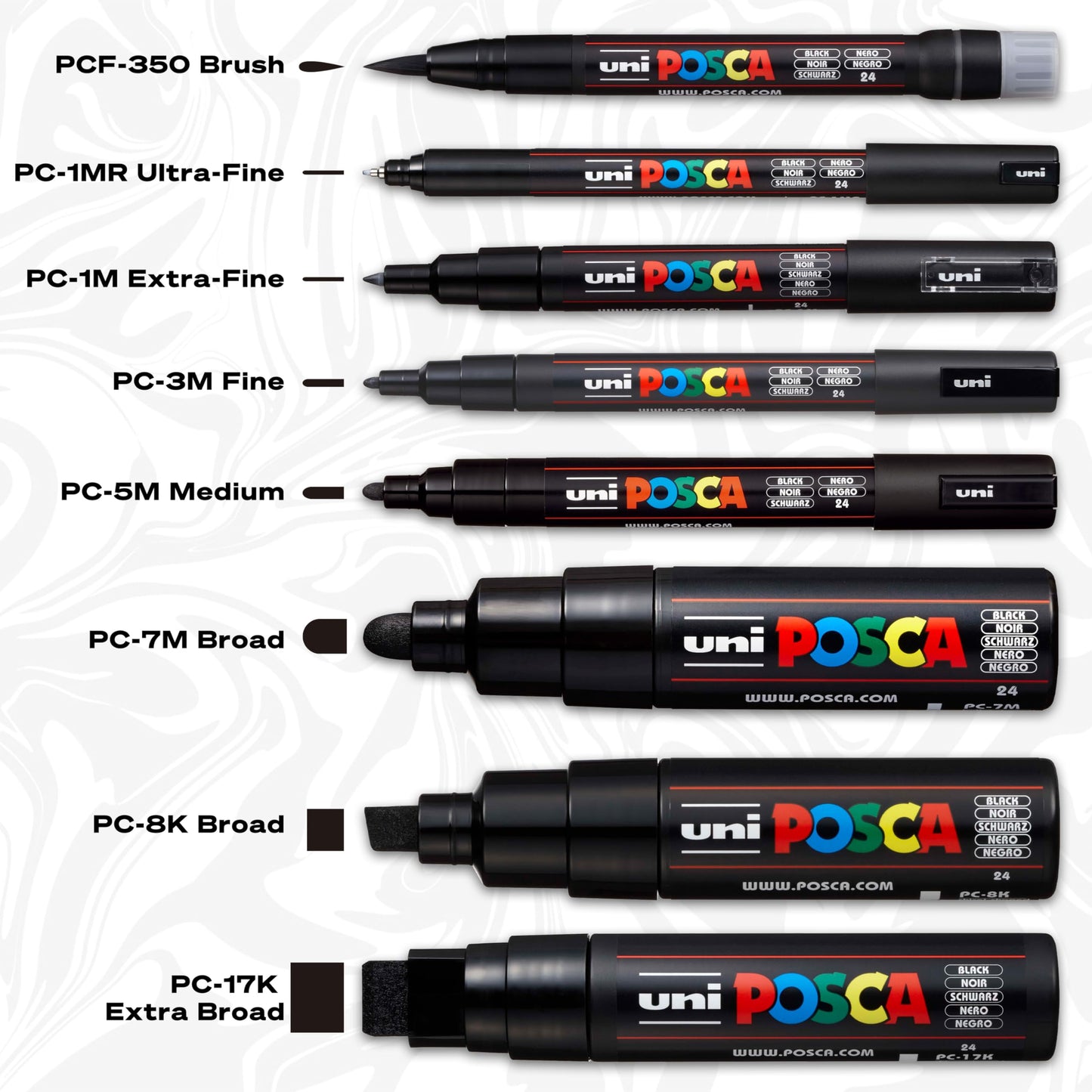 Posca Paint Markers, 5M Medium | 15PC | Posca Markers Set with Reversible Tips of Acrylic Paint Pens