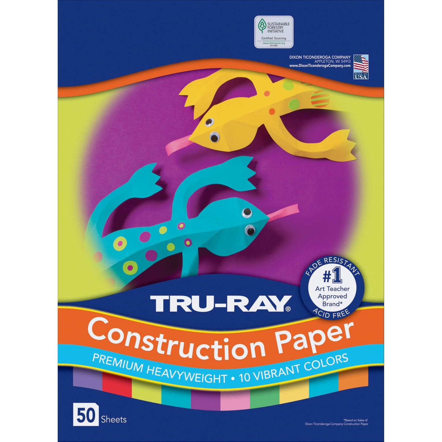 Tru-Ray Construction Paper, 10 Vibrant Colors, 9" x 12", 50 Sheets