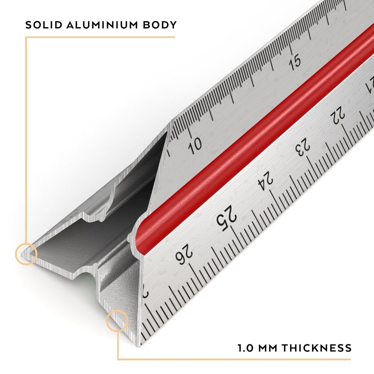 ARTEZA Architectural Scale Ruler, 12-Inch Metal Architect Ruler, Aluminum Engineer Drafting Ruler for Blueprints