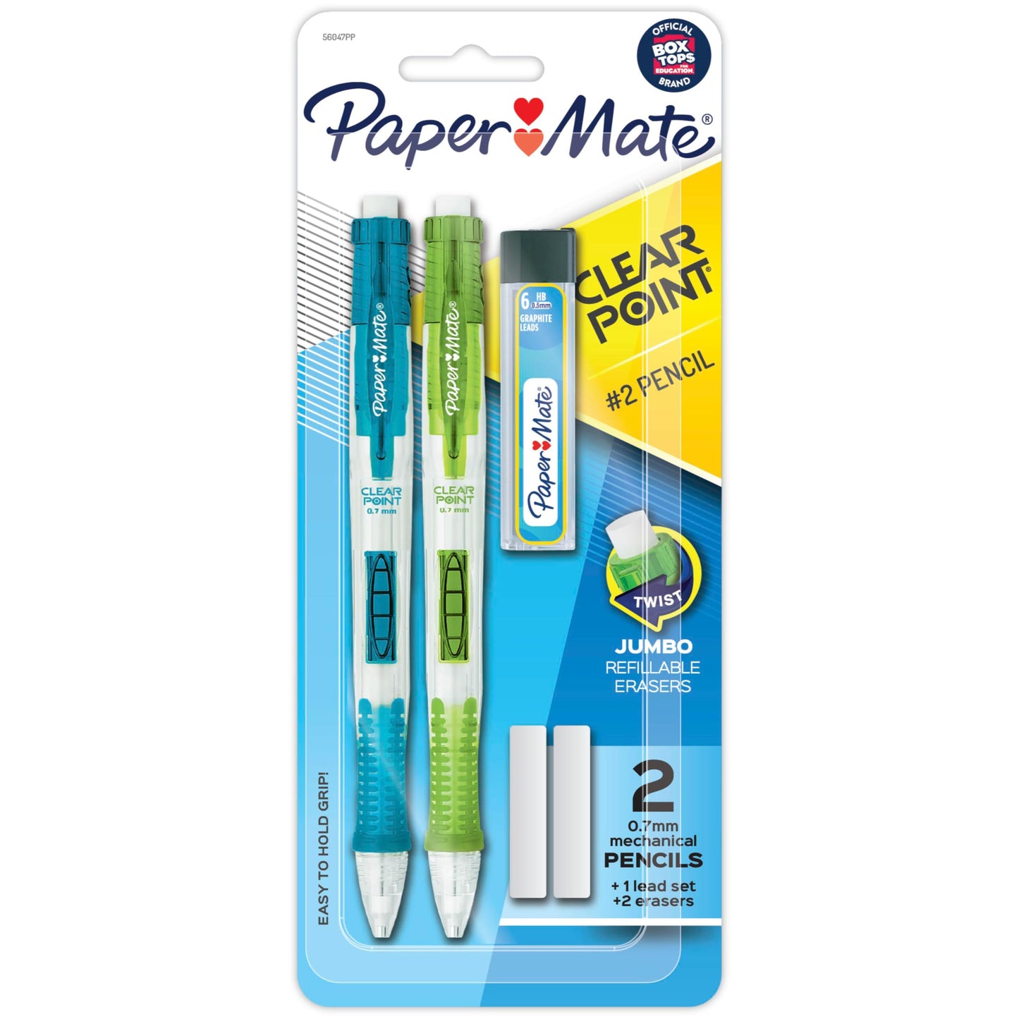 Paper Mate Clearpoint Mechanical Pencils 0.7mm, HB #2 Pencil Lead, 2 Pencils, School Supplies, Teacher Supplies, Drawing Pencils, Sketching Pencils, 1 Lead Refill Set, 2 Erasers