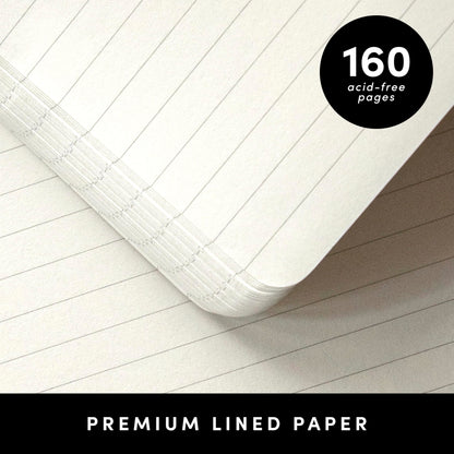 PAPERAGE Lined Journal Notebook, (Black), 160 Pages, Medium 5.6 inches x 8 inches - 100 GSM Thick Paper, Hardcover