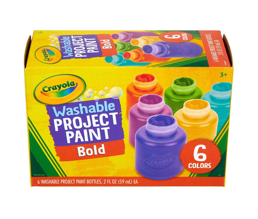 Crayola Washable Kids Paint (6ct), Paint Set for Kids, Assorted Bold Colors, Arts & Crafts Supplies for Kids, Nontoxic, Toddler Gifts