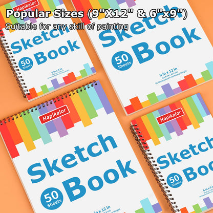 Sketch Book | 2-Pack 50 Sheets  9" x 12"  Spiral Bound Art Sketchbook  | Acid Free