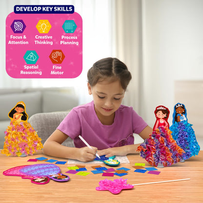 Skillmatics Art & Craft Activity - Poke-in Art Magical Princesses, Mess-Free Art for Kids, DIY Craft Kits, Creative Activity, Fine Motor Skills, Gifts for Girls & Boys Ages 4, 5, 6, 7, 8, 9