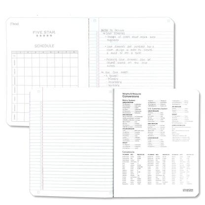 Five Star Composition Notebooks, 6 Pack, College Ruled Paper, 9-3/4" x 7-1/2", 100 Sheets per Comp Book, Black, Red, Green, Blue, White, Purple (72944)