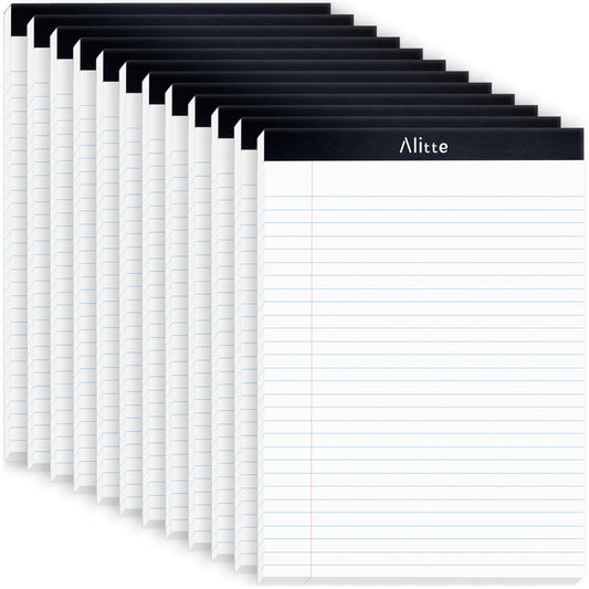 Alitte Legal Notepads 8.5 x 11 | Pack of 12 | Perforated Wide Ruled Writing Pad |50 Sheets Per Notebook