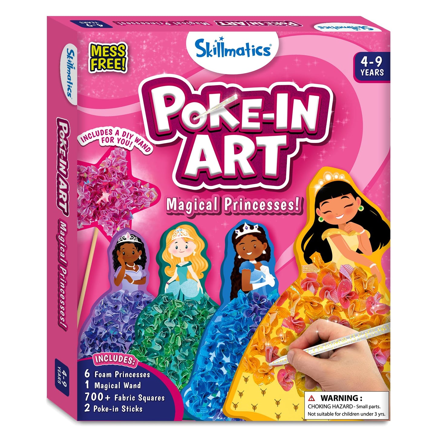 Skillmatics Art & Craft Activity - Poke-in Art Magical Princesses, Mess-Free Art for Kids, DIY Craft Kits, Creative Activity, Fine Motor Skills, Gifts for Girls & Boys Ages 4, 5, 6, 7, 8, 9