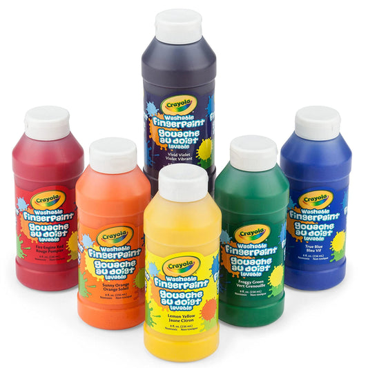 Crayola Washable Finger Paints (6ct), Toddler Paint Set, Finger Paint for Kids, Preschool Supplies for Teachers, Nontoxic [Amazon Exclusive]